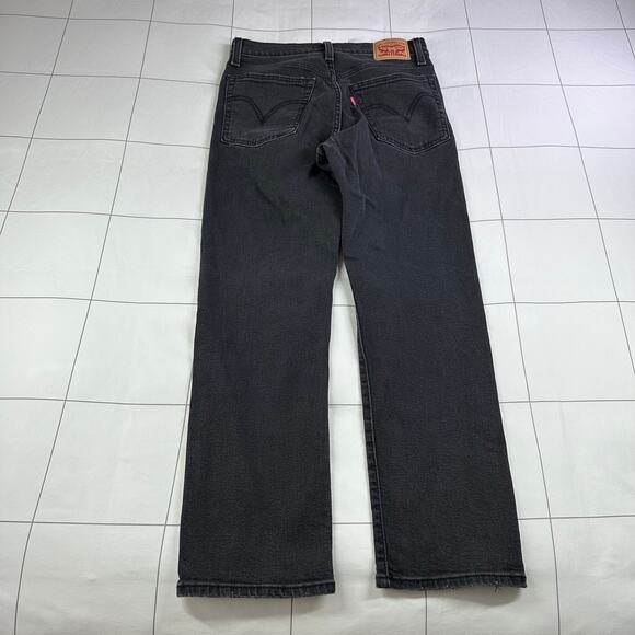 Levi's Jeans Womens 29 Washed Black Wedgie Straight Leg Button Fly Ripped Knee - Picture 2 of 14